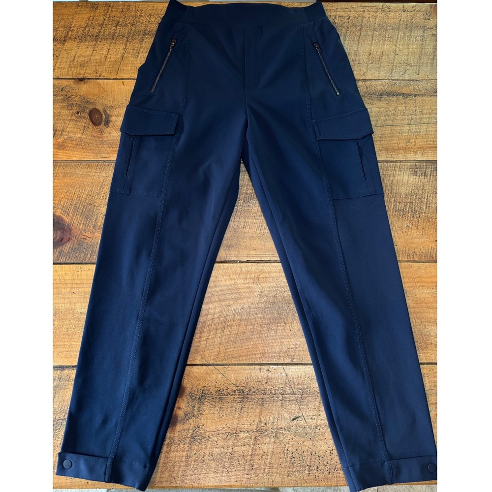 Athleta Womens Endless High Rise Cargo Pants Navy Blue Zip Pockets Size 8
